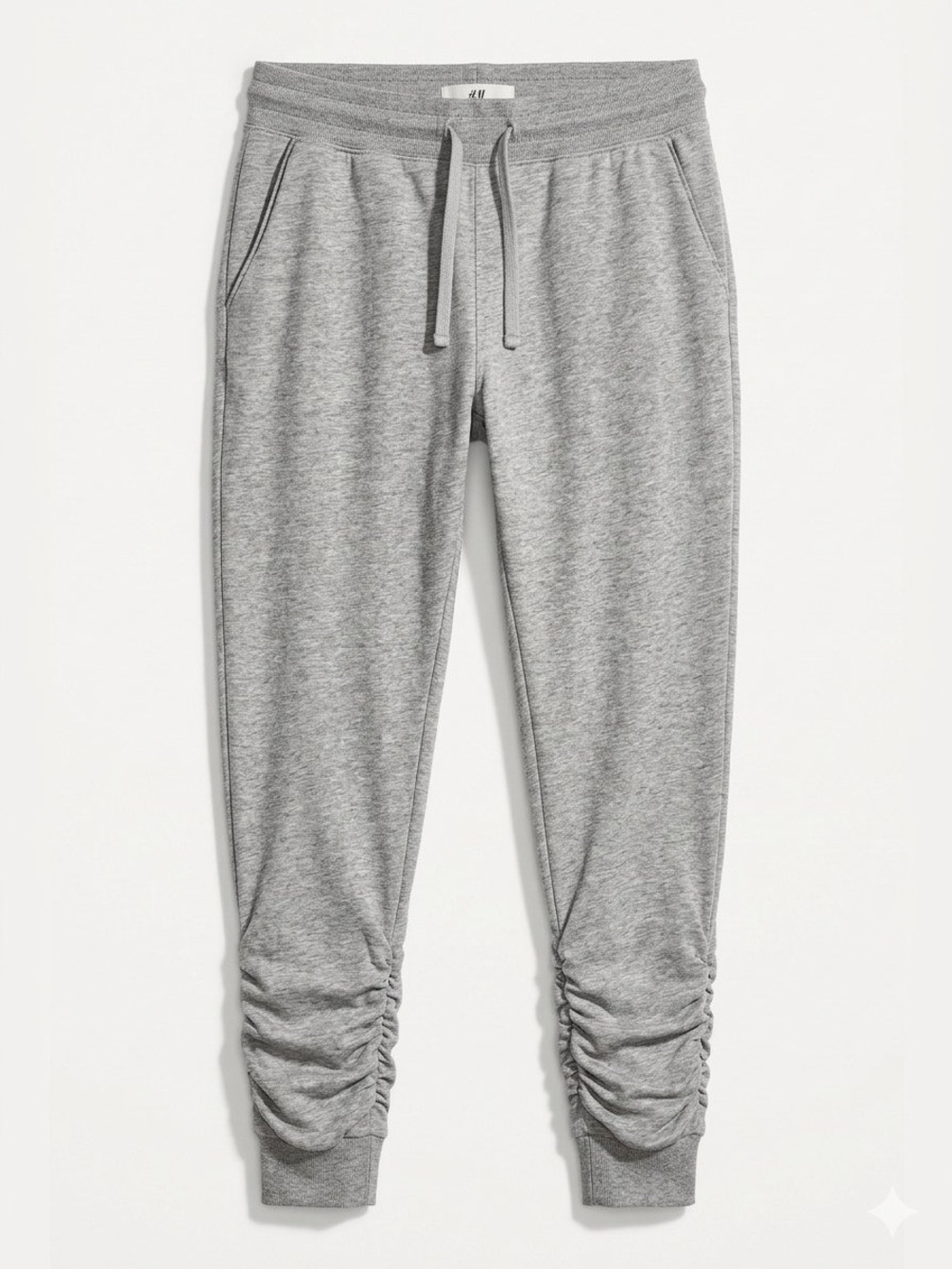 H&M Heather Grey Ruched Ankle Knit Joggers Sweatpants Medium